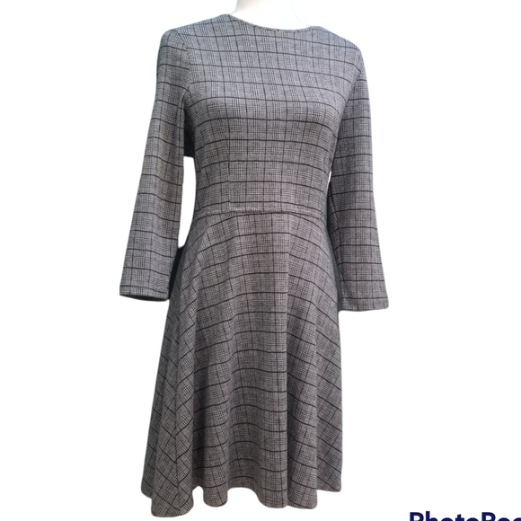 Sabie Plaid A-Line Knit Dress Size Medium - Picture 2 of 8